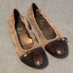 AGL Suede and Python Ballet Flats